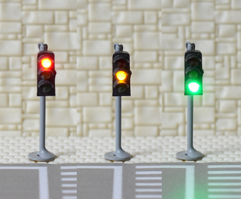 2 x traffic signal light N scale model railroad crossing walk pedestrian #GR3N